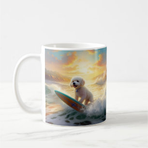 Mug Peinture de surf de plage de Bichon Frise