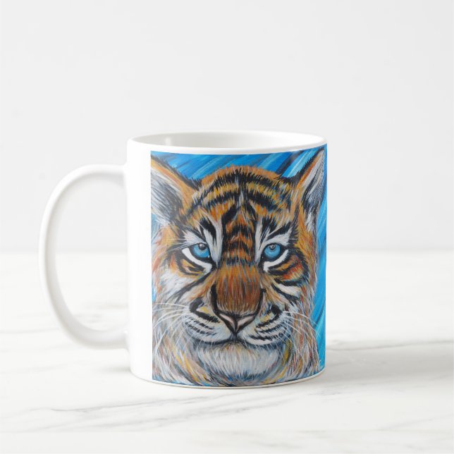 Mug Peinture de tigre à oeil bleu (Gauche)