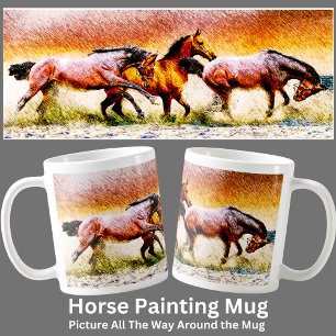 Mug Peinture des chevaux sur