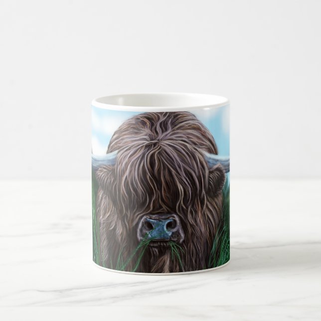 Mug Peinture des montagnes écossaise de vache (Centre)