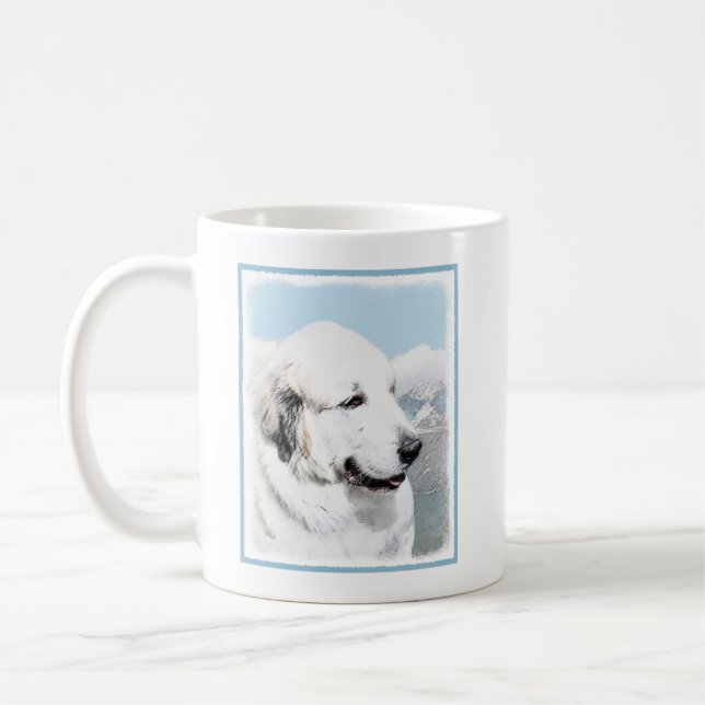 Mug Peinture des Pyrénées - Art original du chien (Gauche)
