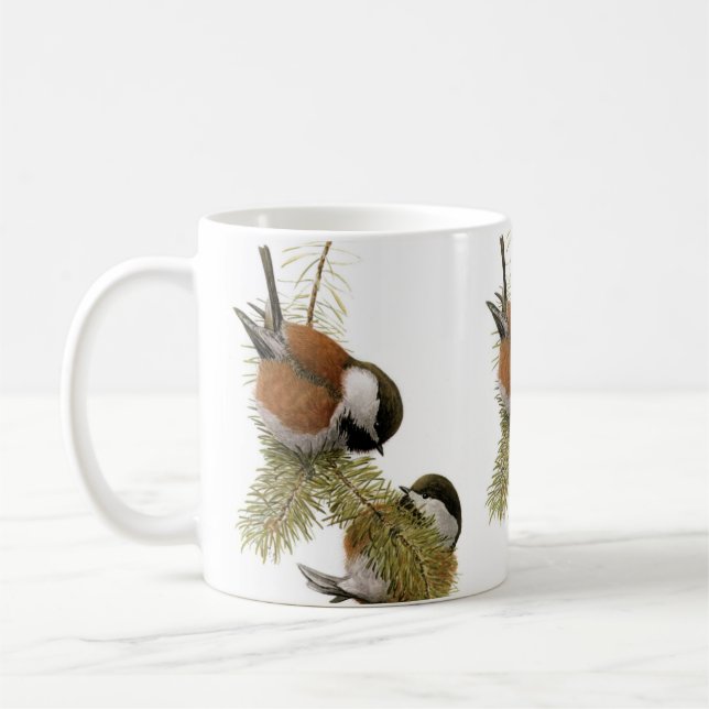 Mug Peinture d'oiseaux de poulet à dos de châtaignier (Gauche)