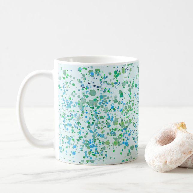 Mug Peinture éclaboussée Bleu et Vert (Avec donut)