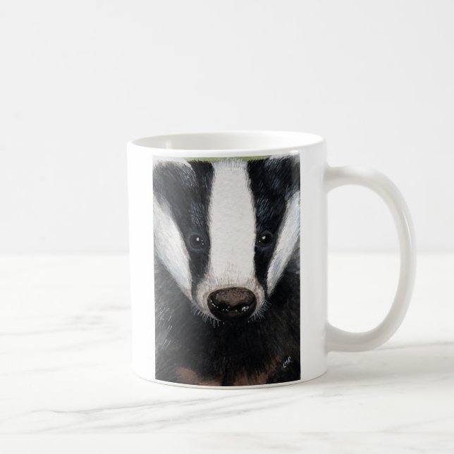 Mug Peinture européenne de portrait de blaireau (Droite)