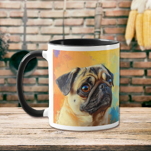 Mug Peinture impressionniste pour chien de Carlin colo