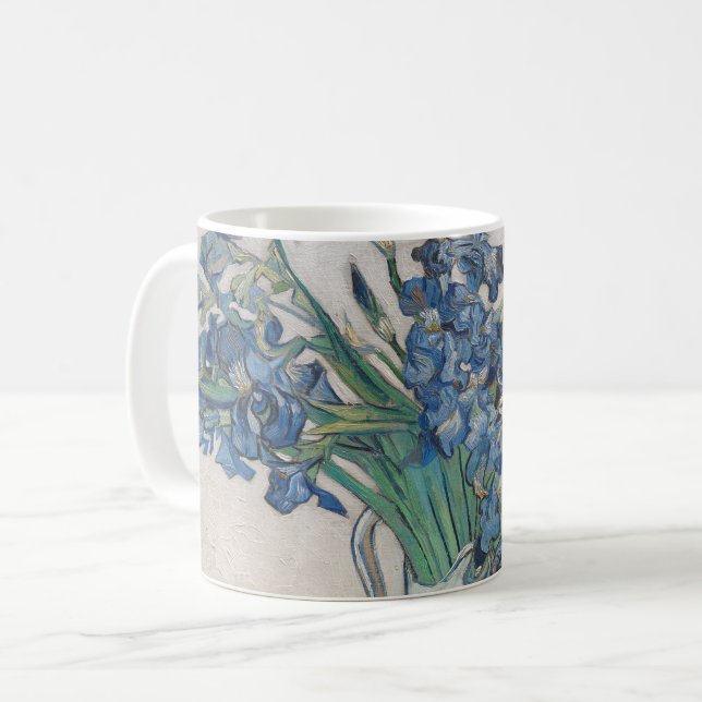 Mug Peinture impressionniste Vase Iris de Van Gogh (Devant gauche)