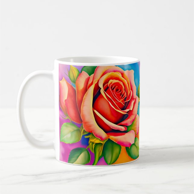 Mug Peinture numérique à Rose coloré (Gauche)