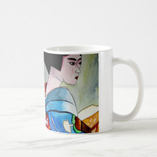 Mug peinture originale d'aquarelle japonaise Geisha