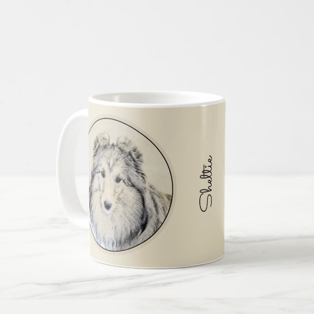 Mug Peinture Shetland Sheepdog - Jolie art original ch (Devant gauche)
