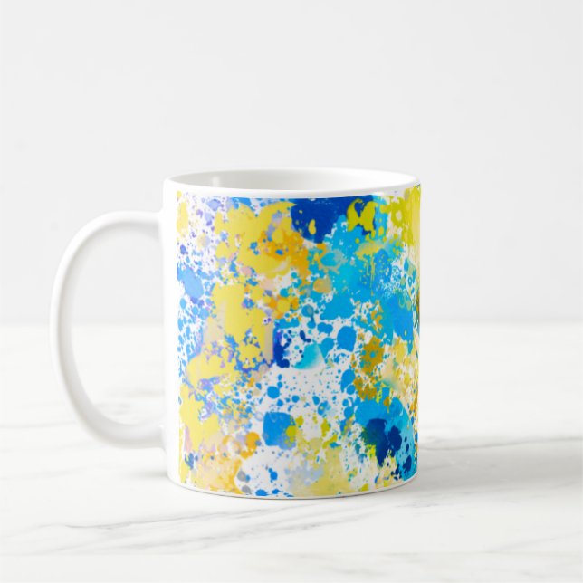 Mug Peinture Splatter bleu et jaune (Gauche)