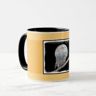 Mug Peinture sur la Chouette neigeuse et la Lune - Art