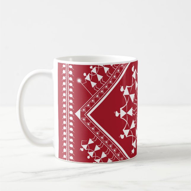 Mug Peinture tribale indienne. Warli Paintingart, indi (Gauche)