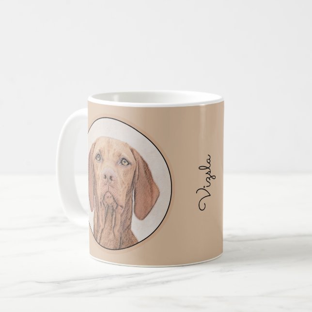Mug Peinture Vizsla - Joli art original chien (Devant gauche)