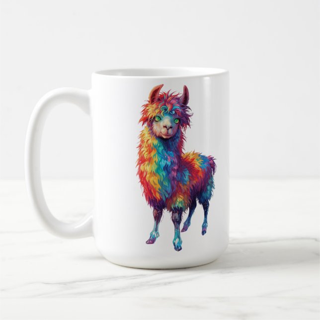 Mug Peinture Whimsical Rainbow Llama (Gauche)