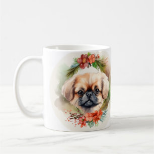Mug Pekingese Christmas Wreath Festive Pup