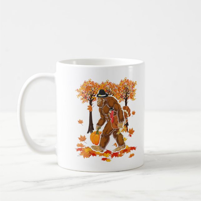 Mug Pèlerin de Bigfoot Turquie Citrouille de Thanksgiv (Gauche)