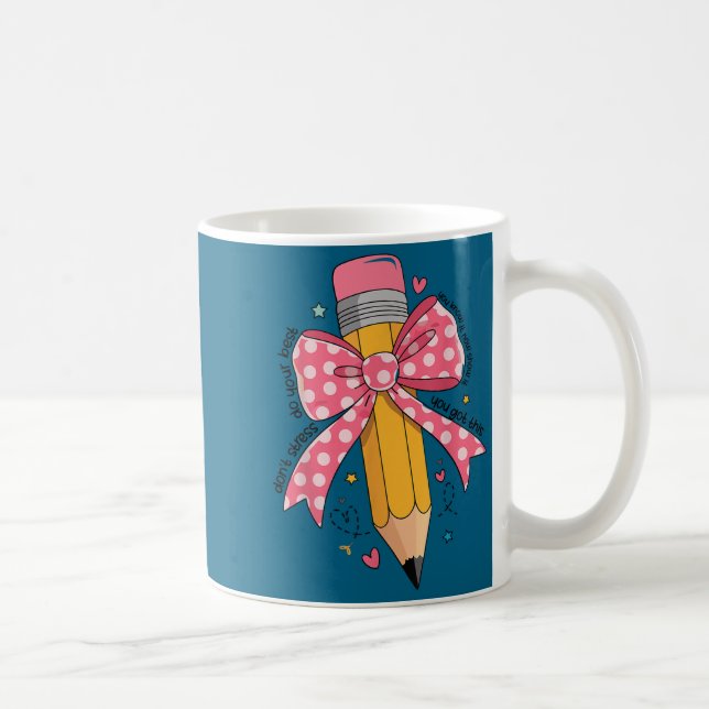 Mug Pencil Coquette Bow Test Day Teacher Motivational  (Droite)