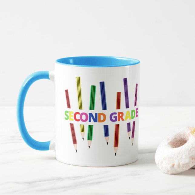 Mug Pencils Musique d'enseignant de deuxième année (Avec donut)