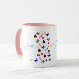 Mug Pénélope, Nom, Avec Lapins, Perroquets Et Fleurs,