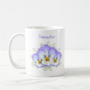 Mug Pensées pourpres avec le nom