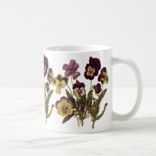 Mug Pensées vintage en fleurs, fleurs de jardin floral
