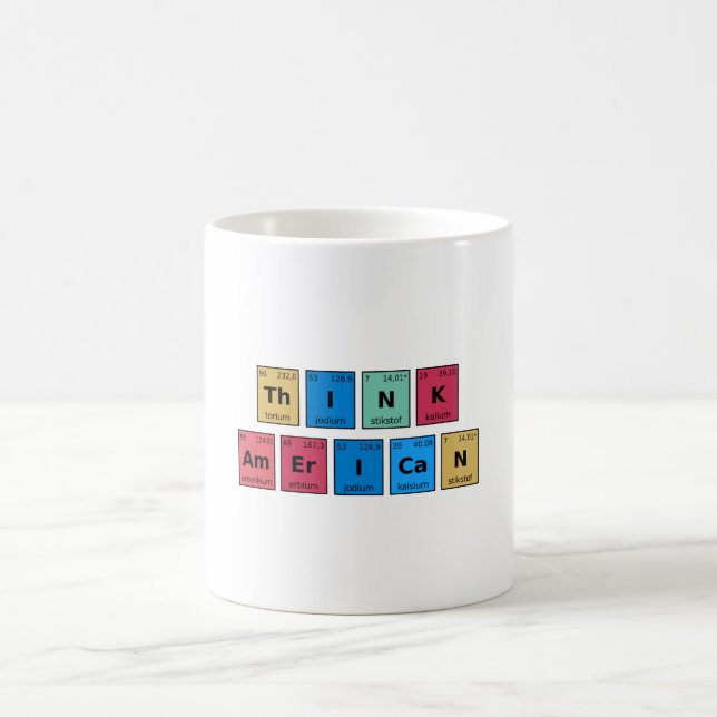 Mug Pensez à la table périodique américaine (Centre)