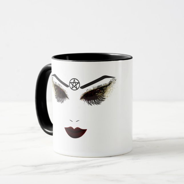 Mug Pentacle Beauté Visage Lashes & Lèvres foncées Maq (Devant gauche)