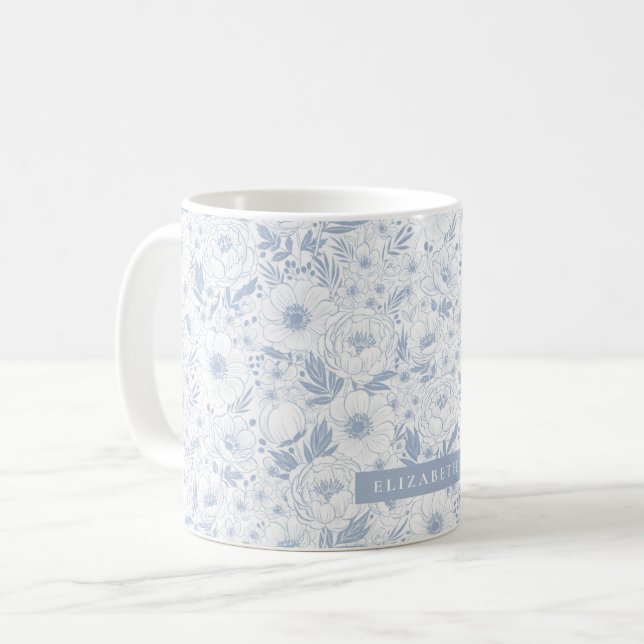 Mug Peony Et Anemone Illustrent Floral (Devant gauche)