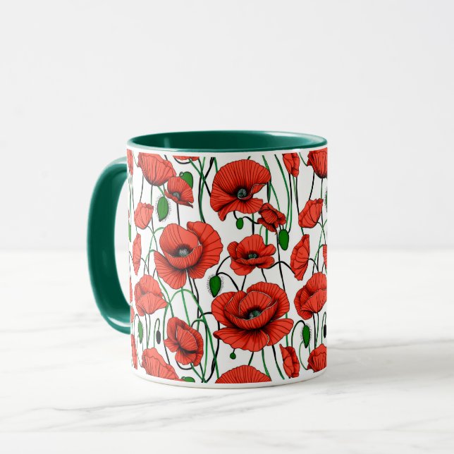 Mug Pépites rouges dans un champ sur blanc (Devant gauche)