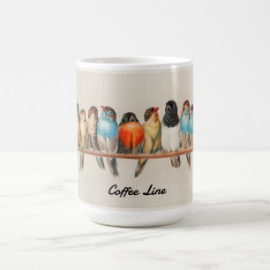 Mug Perche colorée vintage des oiseaux