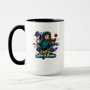 Mug Perdu dans le café et les livres – Cadeau pour ama