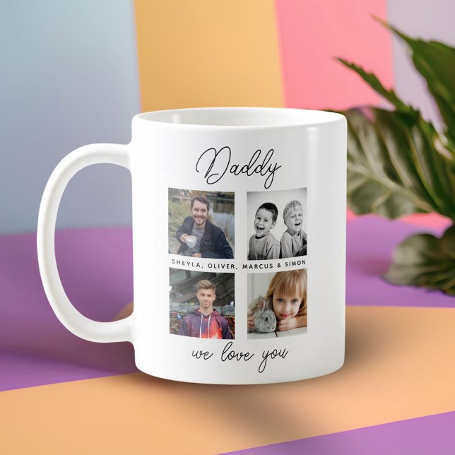 Mug Père avec Enfants Famille Papa 4 Photo Collage (Créateur téléchargé)