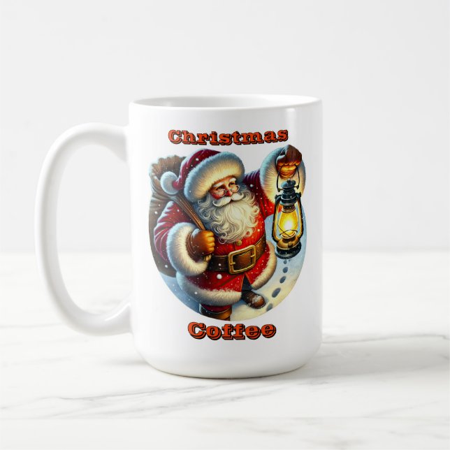 Mug Père Noël à travers la neige la nuit (Gauche)