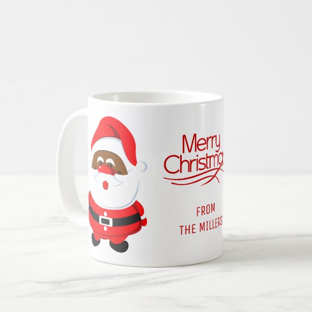 Mug Père Noël afro-américain Joyeux Noël (Devant gauche)