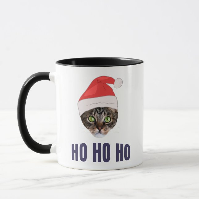Mug Père Noël Chat avec Santa hat, Ho Ho ho Squa d'inv (Gauche)