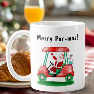 Mug Père Noël dans un chariot de golf de Noël