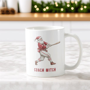 Mug Père Noël de baseball Noël personnalisé
