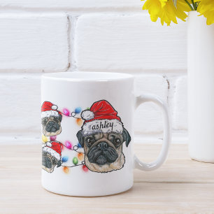 Mug Père Noël de Noël Carlin Race de chien avec nom