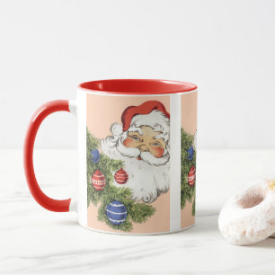 Mug Père Noël de Noël vintage avec ornements d'arbre