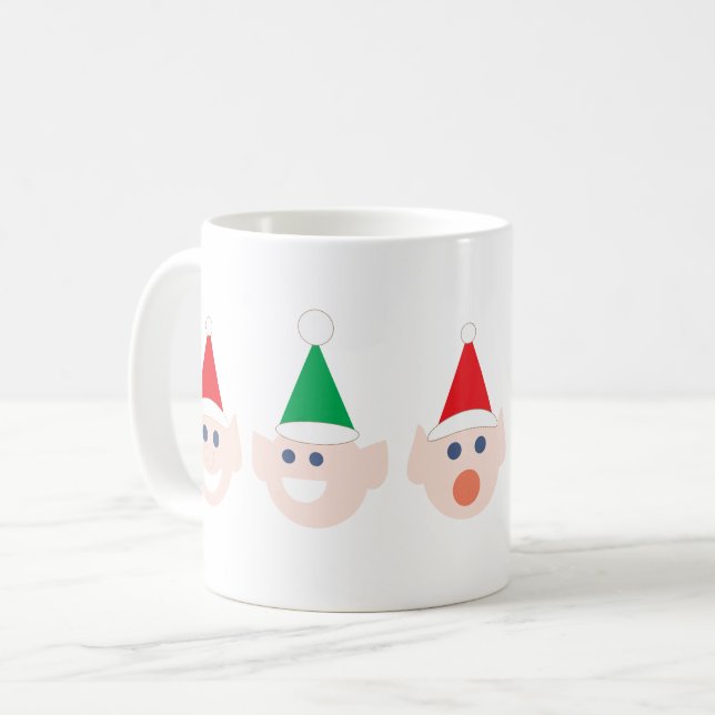 Mug Père Noël Elfes elfes têtes face Noël Pôle Nord (Devant gauche)