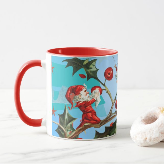 Mug Père Noël et elfes se préparent ! (Avec donut)