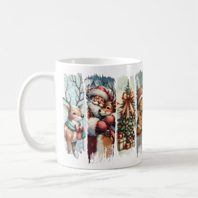 Mug Père Noël et rennes Noël le et les cookies (Gauche)