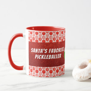 Mug Père Noël Favori Pickleballer Rouge Personnalisé
