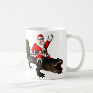 Mug Père Noël Festif Montant Un Alligator