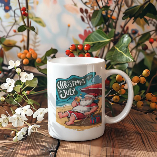 Mug Père Noël festive Se détendre sur la plage (Créateur téléchargé)
