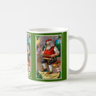 Mug Père Noël graphique vintage dans son atelier