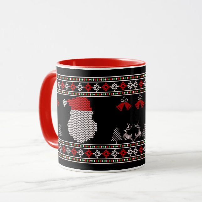 Mug Père Noël Head Vacances Knit Noël Vilain Sweat (Devant gauche)
