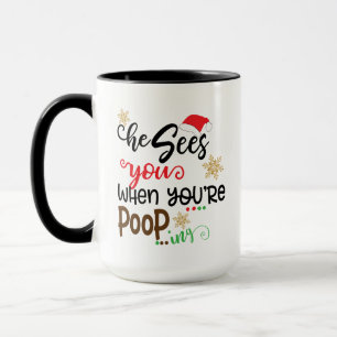 Mug Père Noël Il Vous Voit Quand Votre Pooping Drôle N