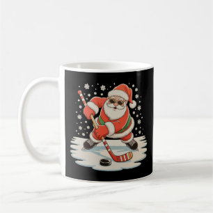 Mug Père Noël jouant au hockey sur glace Noël Xmas Spo
