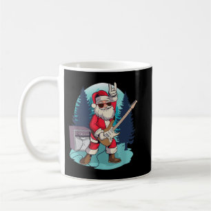 Mug Père Noël jouant de la guitare drôle de rock de No